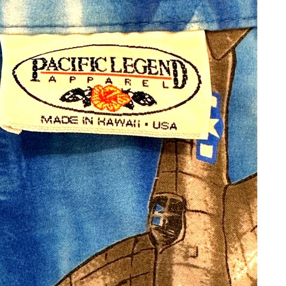 Pacific Legend Vintage Fighter Plane Hawaiian Shirt Men's Size XL Very Good - Picture 3 of 6